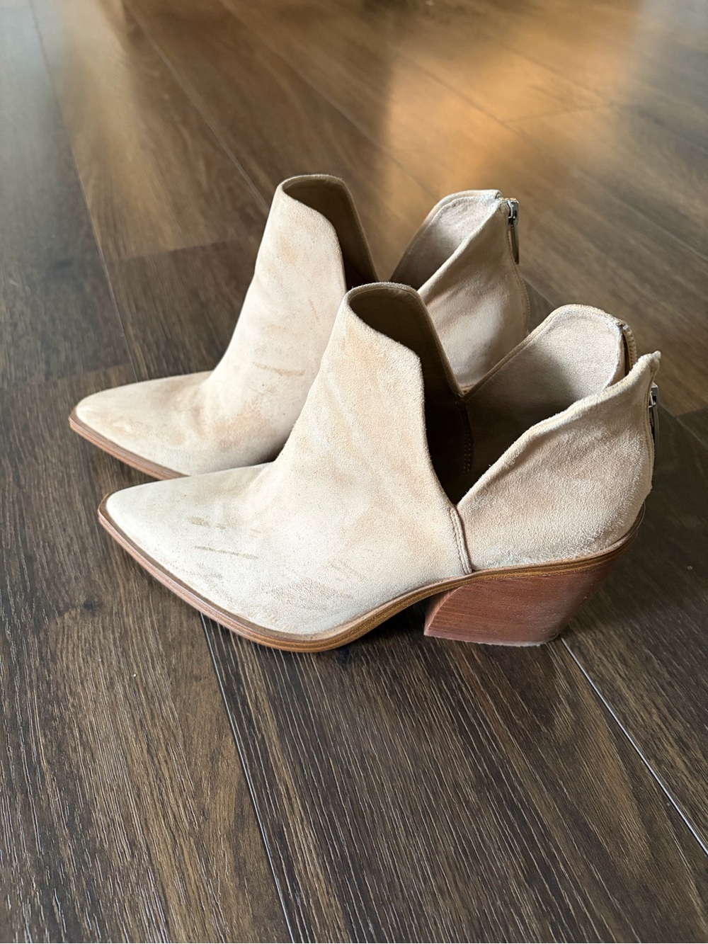 Vince Camuto Beige Suede Ankle Booties